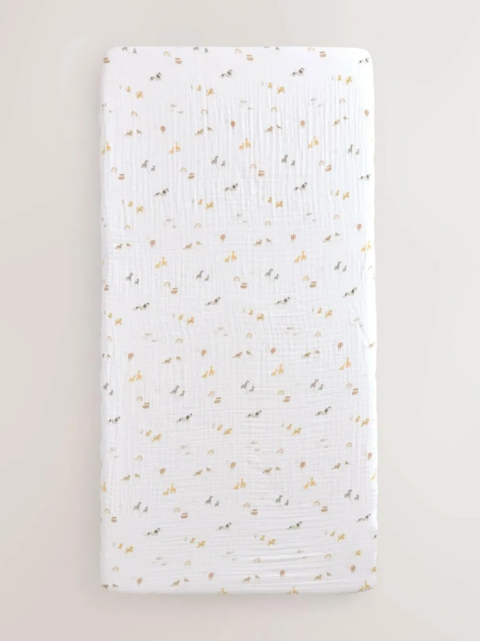 Next 2 Pack Baby Muslin Fitted Sheets Mini Jungle Sale