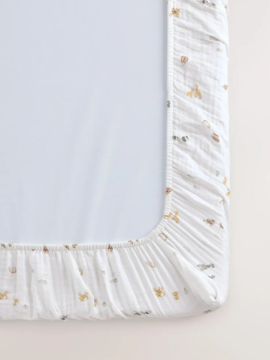 Next 2 Pack Baby Muslin Fitted Sheets Mini Jungle Sale