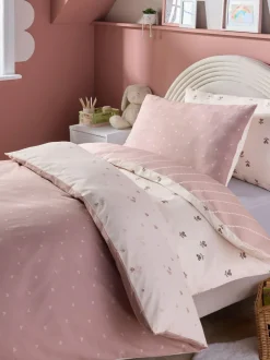 Next 2 Pack Natural Hearts Duvet Cover and Pillowcase Set New