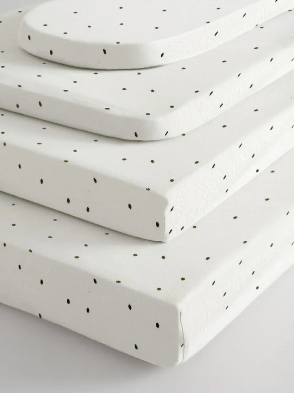 Next 2 Pack White/Grey Speckle 100% Cotton Jersey Baby Fitted Sheets
