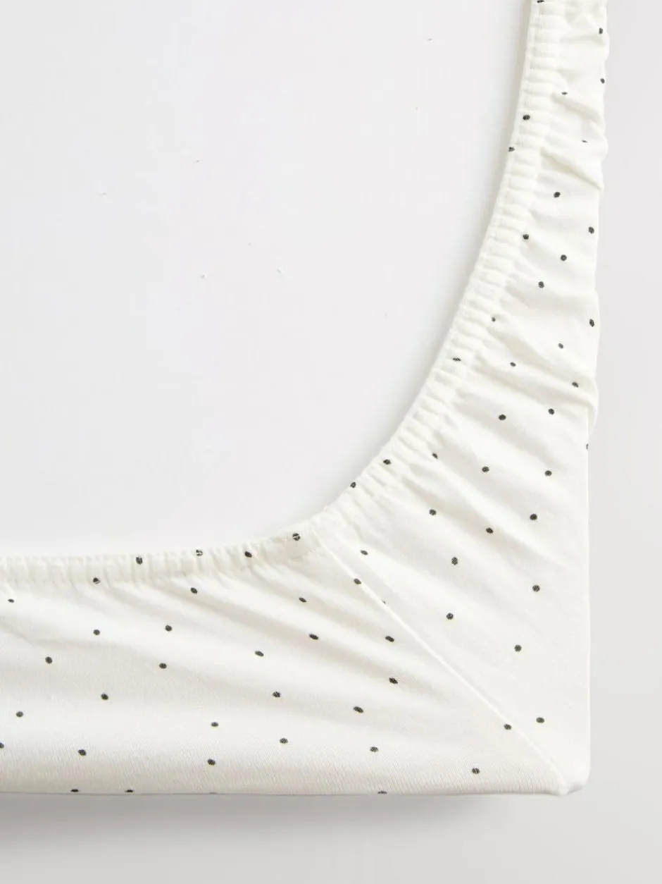 Next 2 Pack White/Grey Speckle 100% Cotton Jersey Baby Fitted Sheets