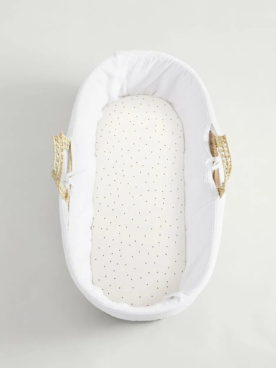 Next 2 Pack White/Grey Speckle 100% Cotton Jersey Baby Fitted Sheets