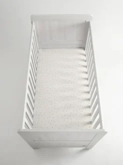 Next 2 Pack White/Grey Speckle 100% Cotton Jersey Baby Fitted Sheets