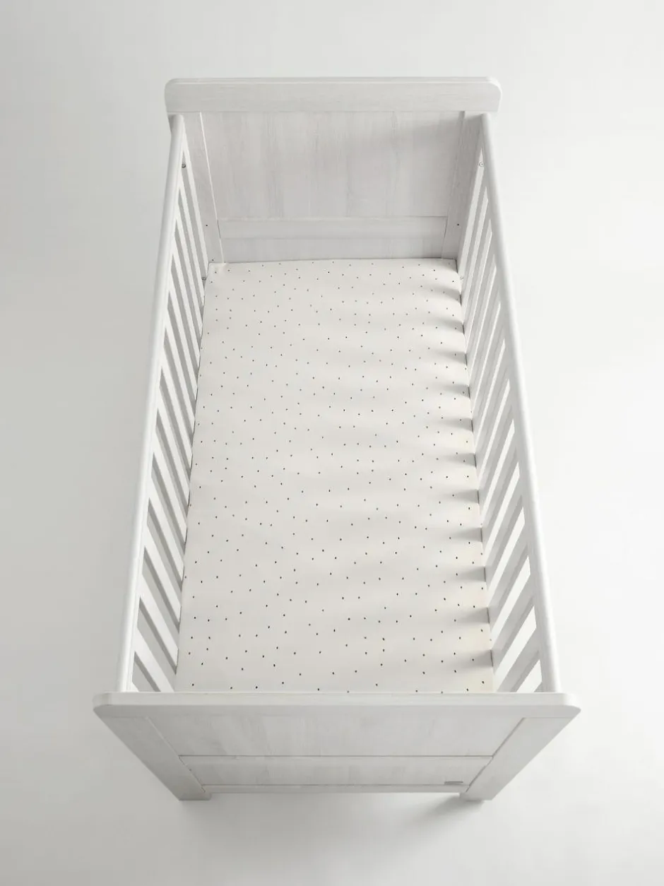 Next 2 Pack White/Grey Speckle 100% Cotton Jersey Baby Fitted Sheets
