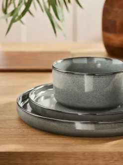 Next 12 Piece Green Dalton Reactive Glaze Dinner Set Hot