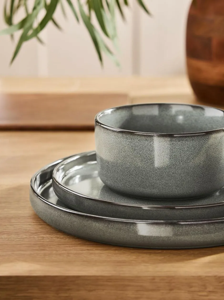 Next 12 Piece Green Dalton Reactive Glaze Dinner Set Hot