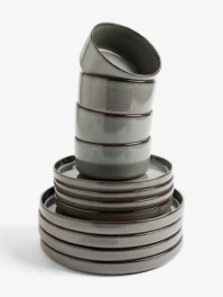 Next 12 Piece Green Dalton Reactive Glaze Dinner Set Hot