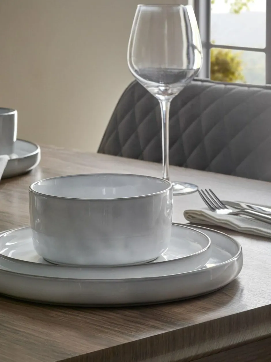 Next 12 Piece Light Grey Cloud Dinner Set Outlet