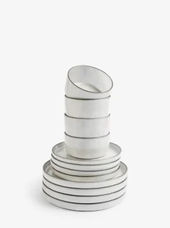 Next 12 Piece Light Grey Cloud Dinner Set Outlet