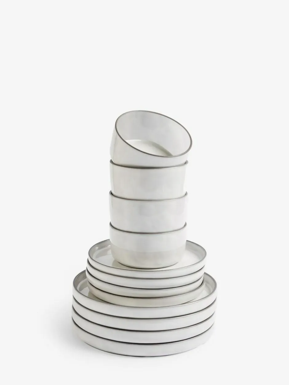 Next 12 Piece Light Grey Cloud Dinner Set Outlet