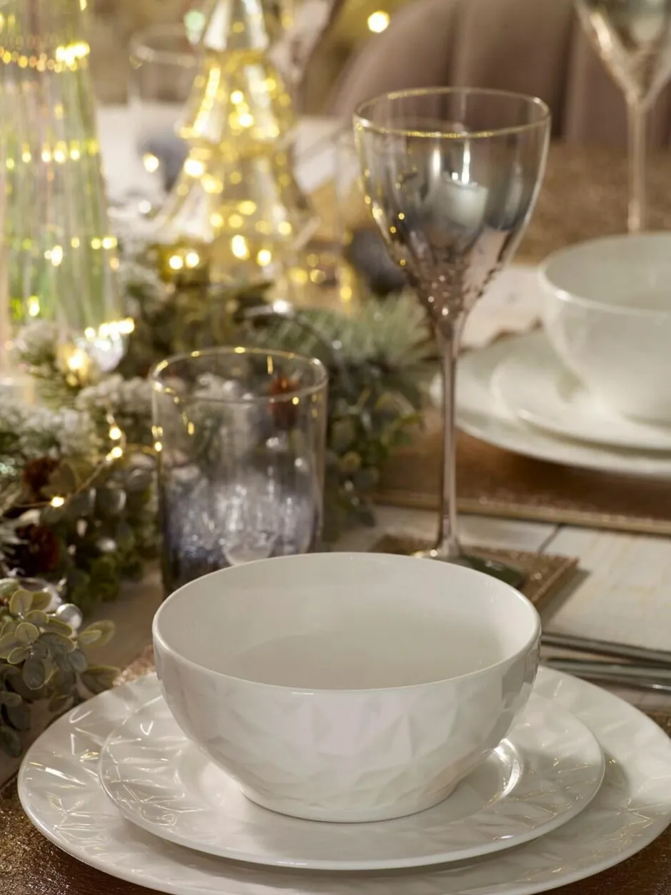 Next 12 Piece White Mode Embossed Dinner Set Best