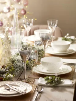 Next 12 Piece White Mode Embossed Dinner Set Best