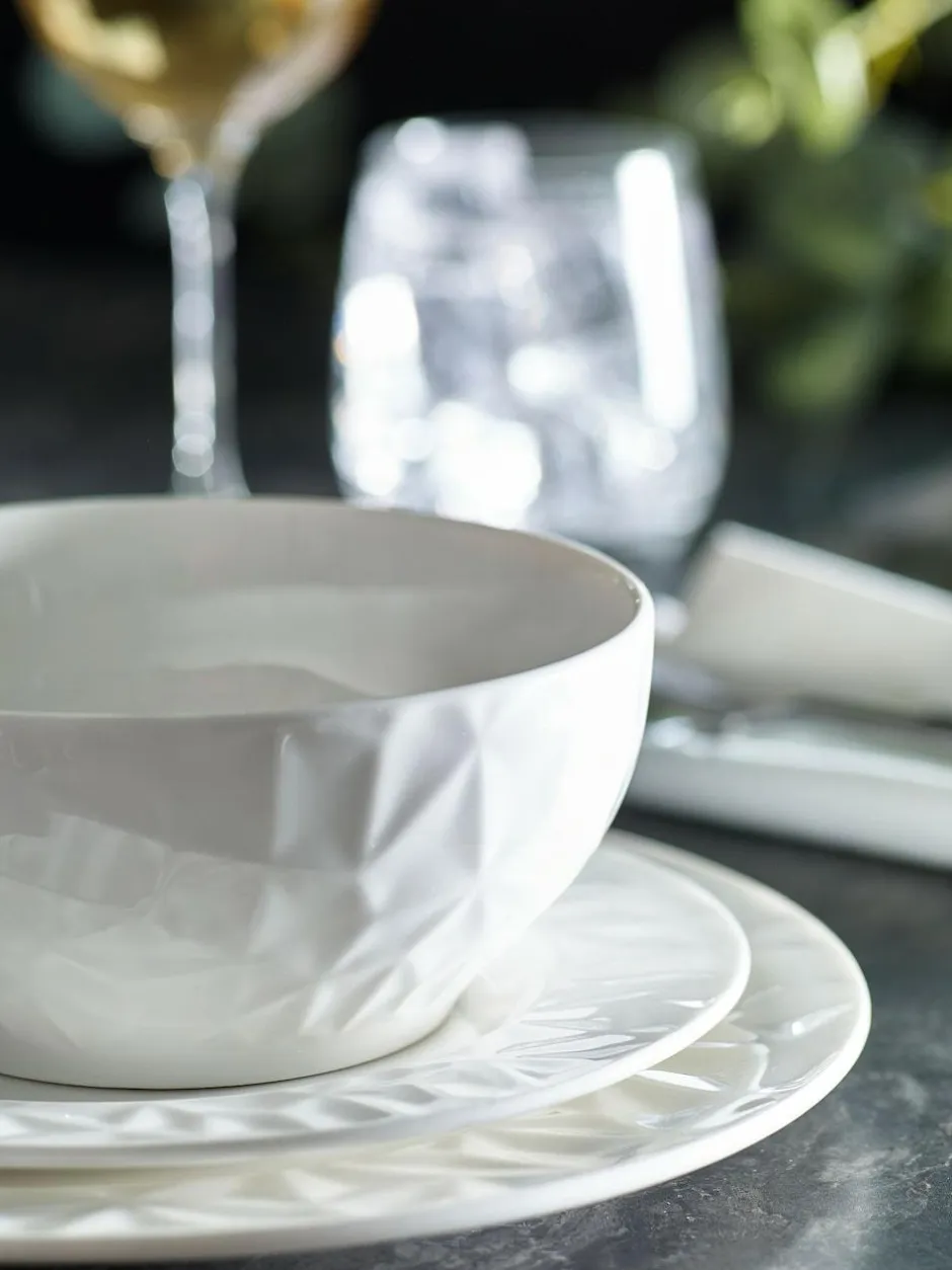 Next 12 Piece White Mode Embossed Dinner Set Best
