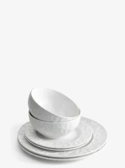 Next 12 Piece White Mode Embossed Dinner Set Best