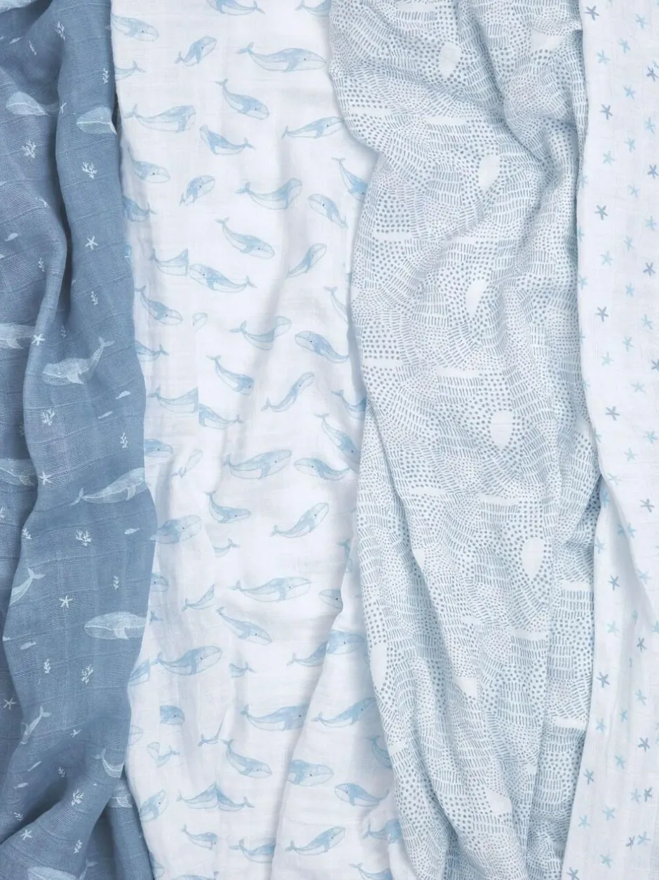 Aden + Anais Cotton Muslin Blankets 4 Pack Blue Hot