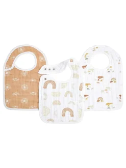 Aden + Anais Cream 100% Cotton Muslin Keep Rising Snap Bibs 3 Pack Outlet
