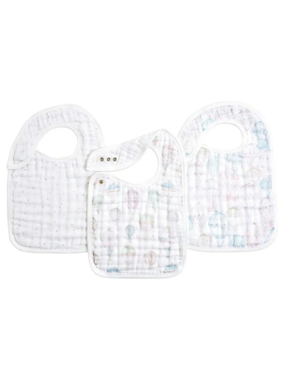 Aden + Anais Pink Cotton Muslin Snap Bibs 3 Pack Discount