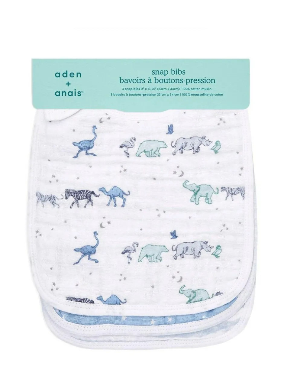 Aden + Anais Pink Cotton Muslin Snap Bibs 3 Pack Discount