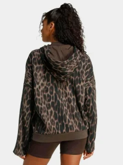 adidas Animal Seasonal Essentials Leopard Print French Terry Hoodie With 3-Stripes New