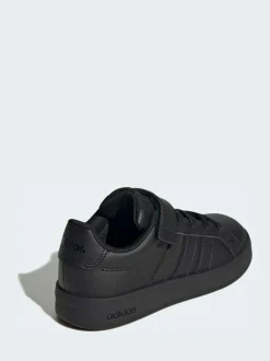 adidas Black Grand Court 3.0 Elastic Lace Kids Trainers Online