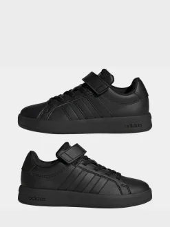 adidas Black Grand Court 3.0 Elastic Lace Kids Trainers Online