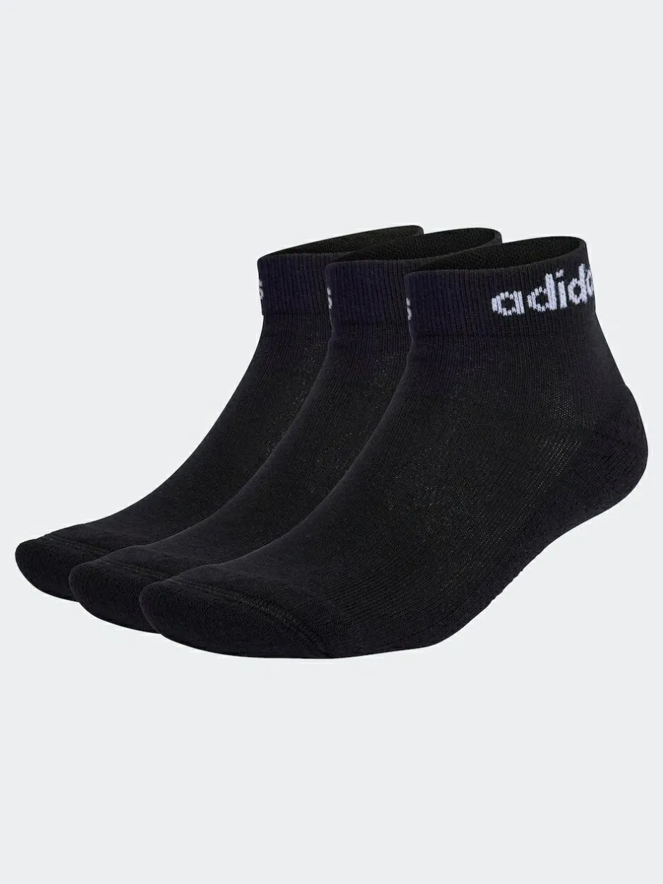 adidas Linear Ankle Cushioned Socks 3 Pack Black Clearance