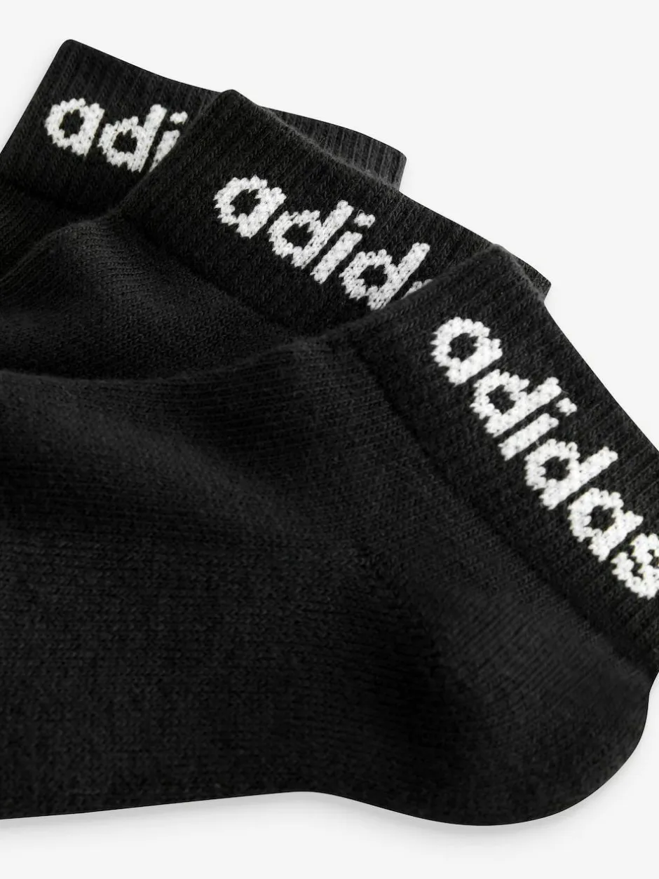 adidas Linear Ankle Cushioned Socks 3 Pack Black Clearance