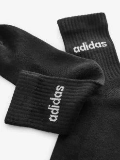 adidas Black Linear Crew Cushioned Socks 3 Pack Best