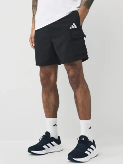 adidas Small Essentials Logo Cargo Chelsea Shorts Black New