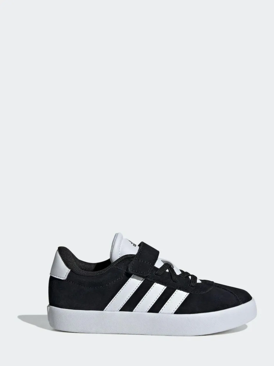 adidas Black VL Court 3.0 Hook and Loop Kids Trainers New