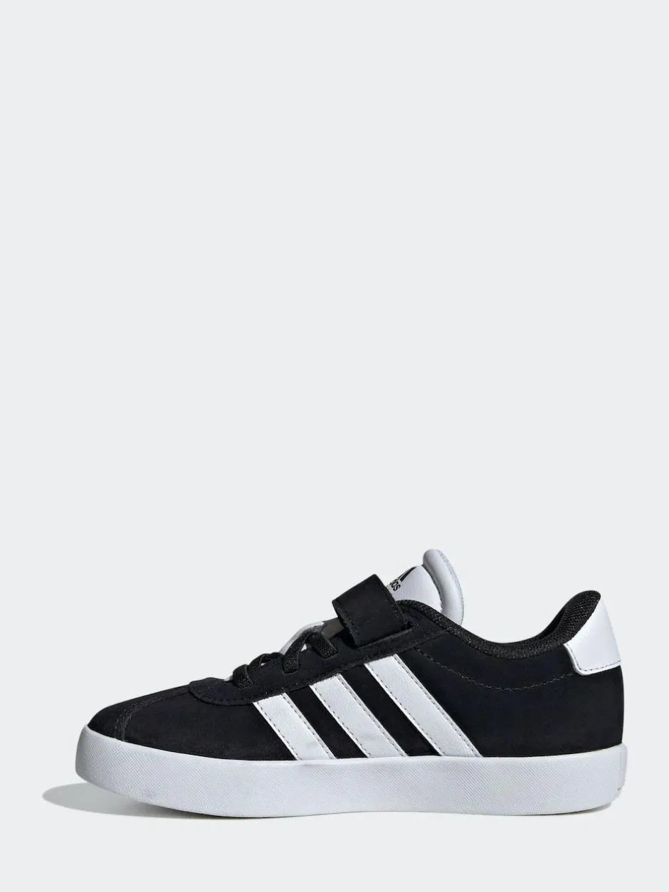 adidas Black VL Court 3.0 Hook and Loop Kids Trainers New