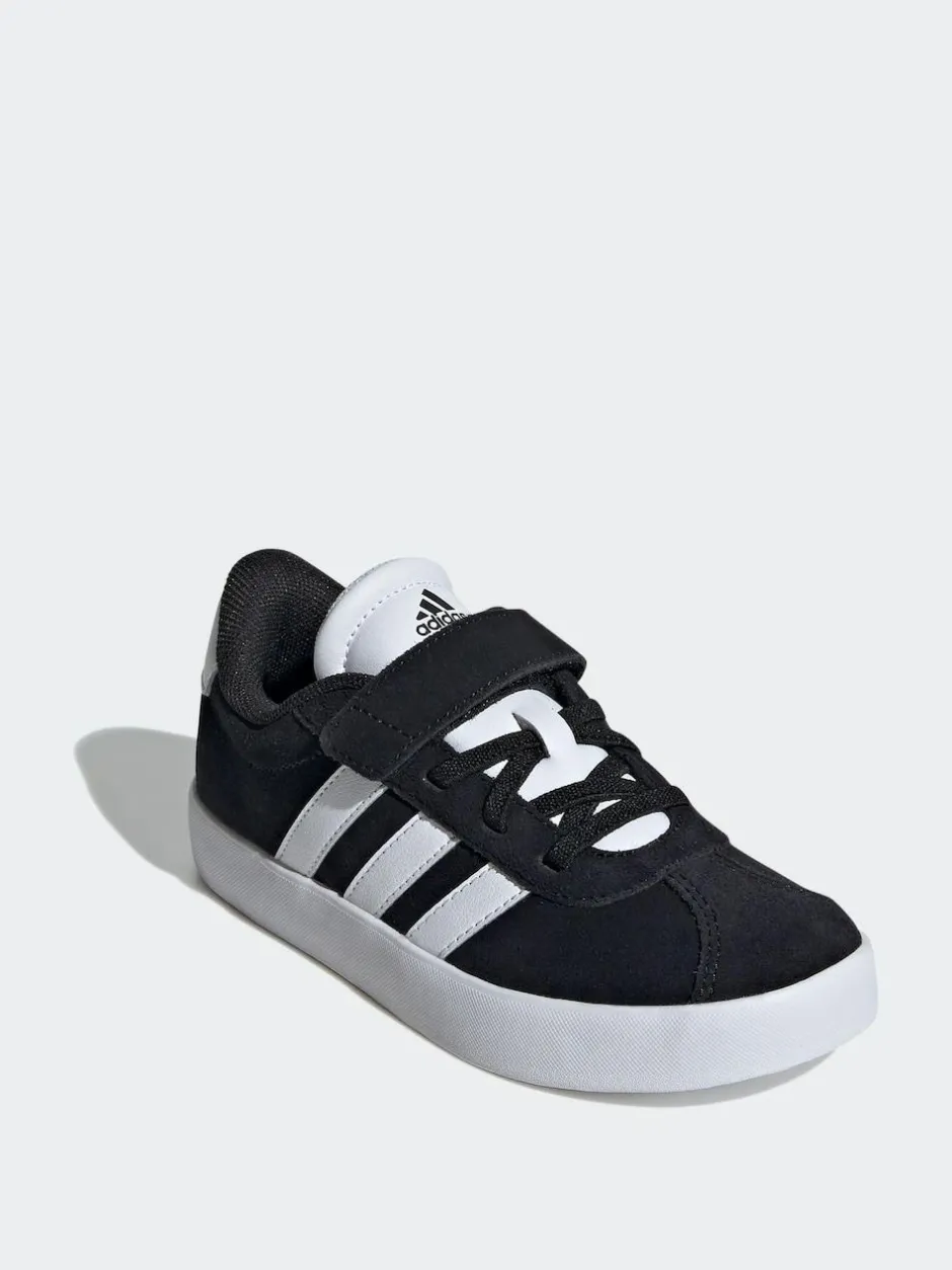 adidas Black VL Court 3.0 Hook and Loop Kids Trainers New
