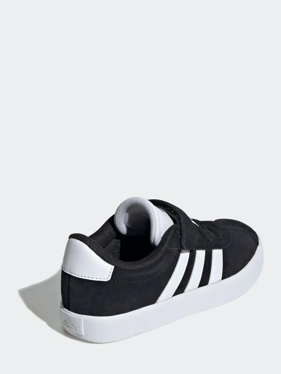 adidas Black VL Court 3.0 Hook and Loop Kids Trainers New