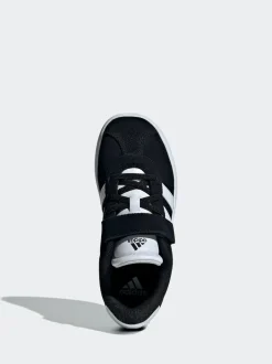 adidas Black VL Court 3.0 Hook and Loop Kids Trainers New