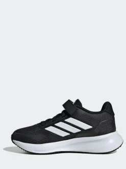 adidas Black/White Runfalcon 5 Elastic Lace Running Kids Trainers Hot