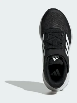 adidas Black/White Runfalcon 5 Elastic Lace Running Kids Trainers Hot