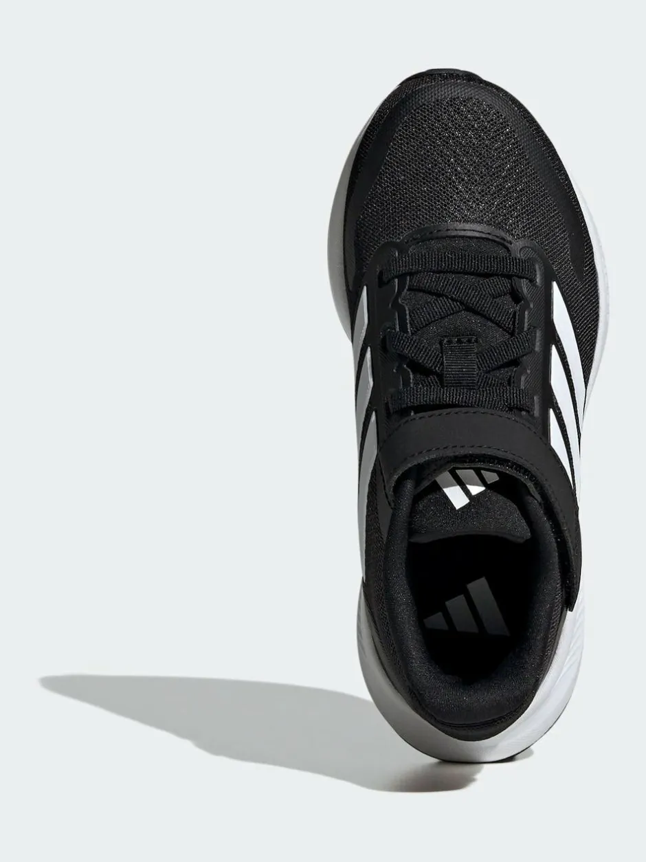 adidas Black/White Runfalcon 5 Elastic Lace Running Kids Trainers Hot