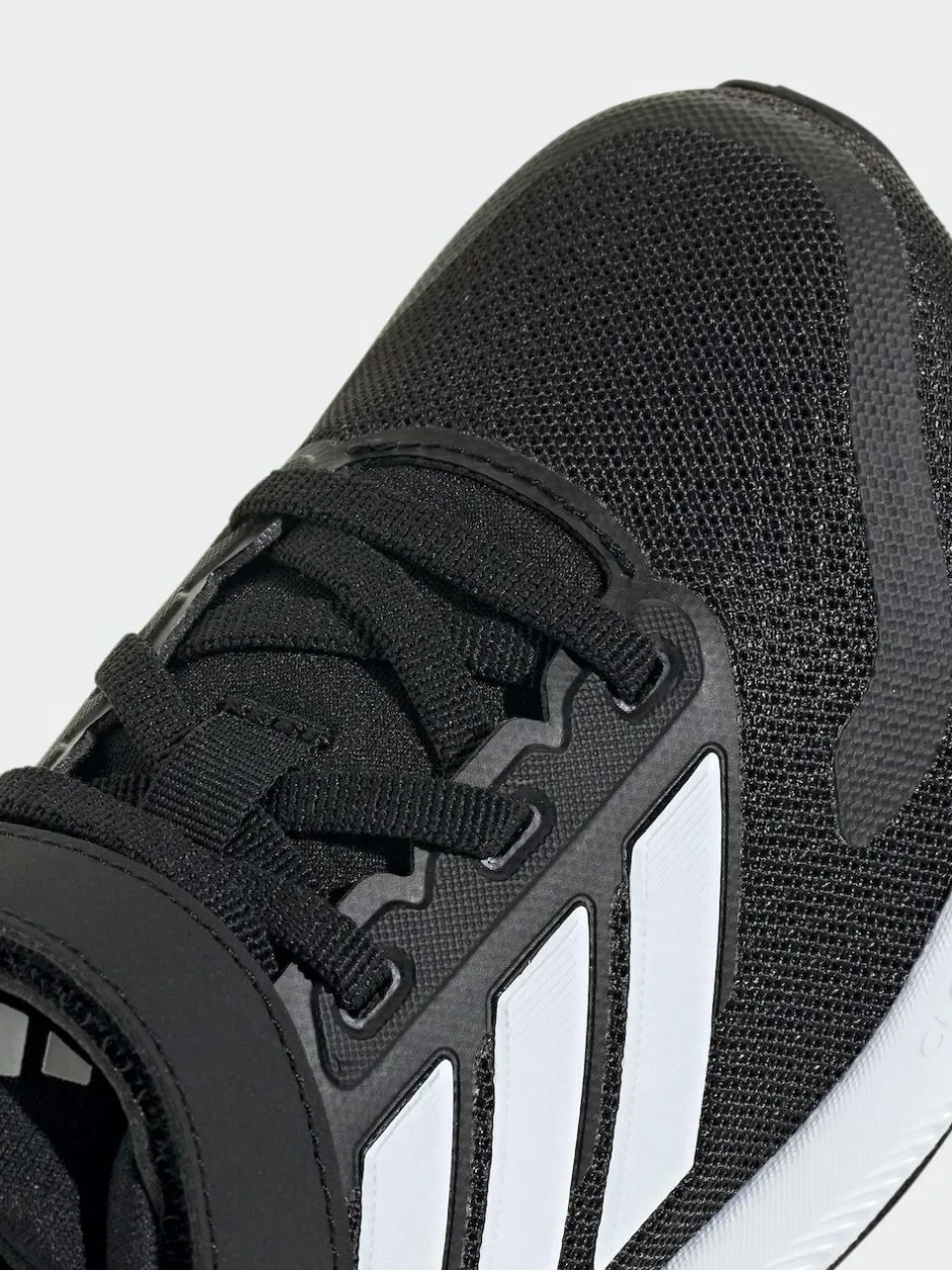 adidas Black/White Runfalcon 5 Elastic Lace Running Kids Trainers Hot