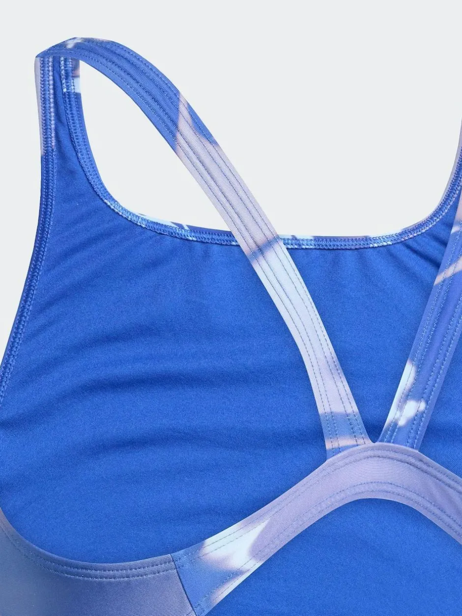 adidas Tie Dye V-Back Kids Swimsuit Blue