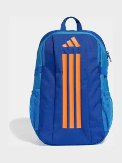 adidas Blue/Orange Kids 3 Stripe Backpack New