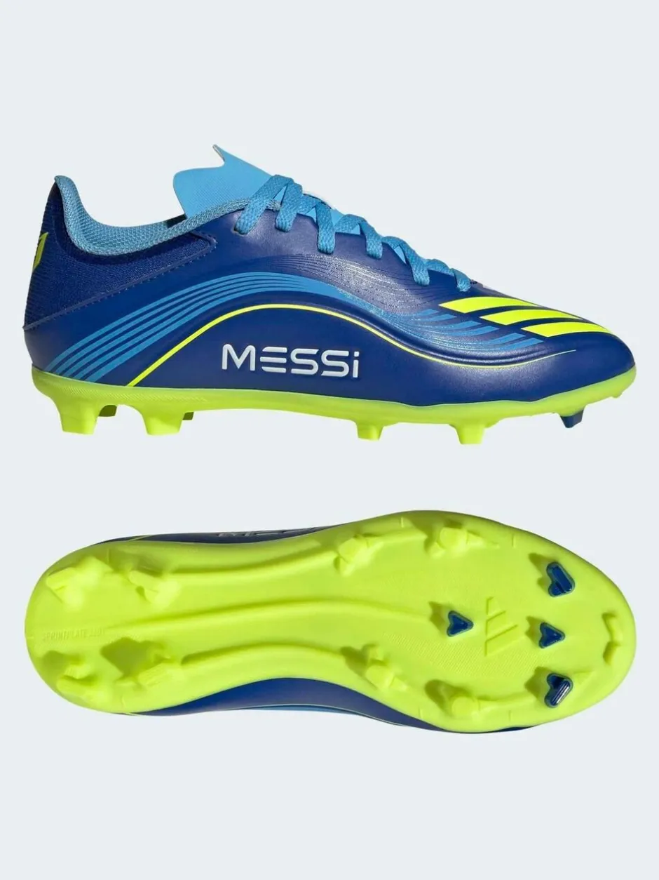 adidas Blue/Yellow Kids F50 Messi League Firm/Multi Ground Boots Discount