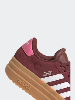 adidas Burgundy Red VL Court Bold Lace Junior Trainers New