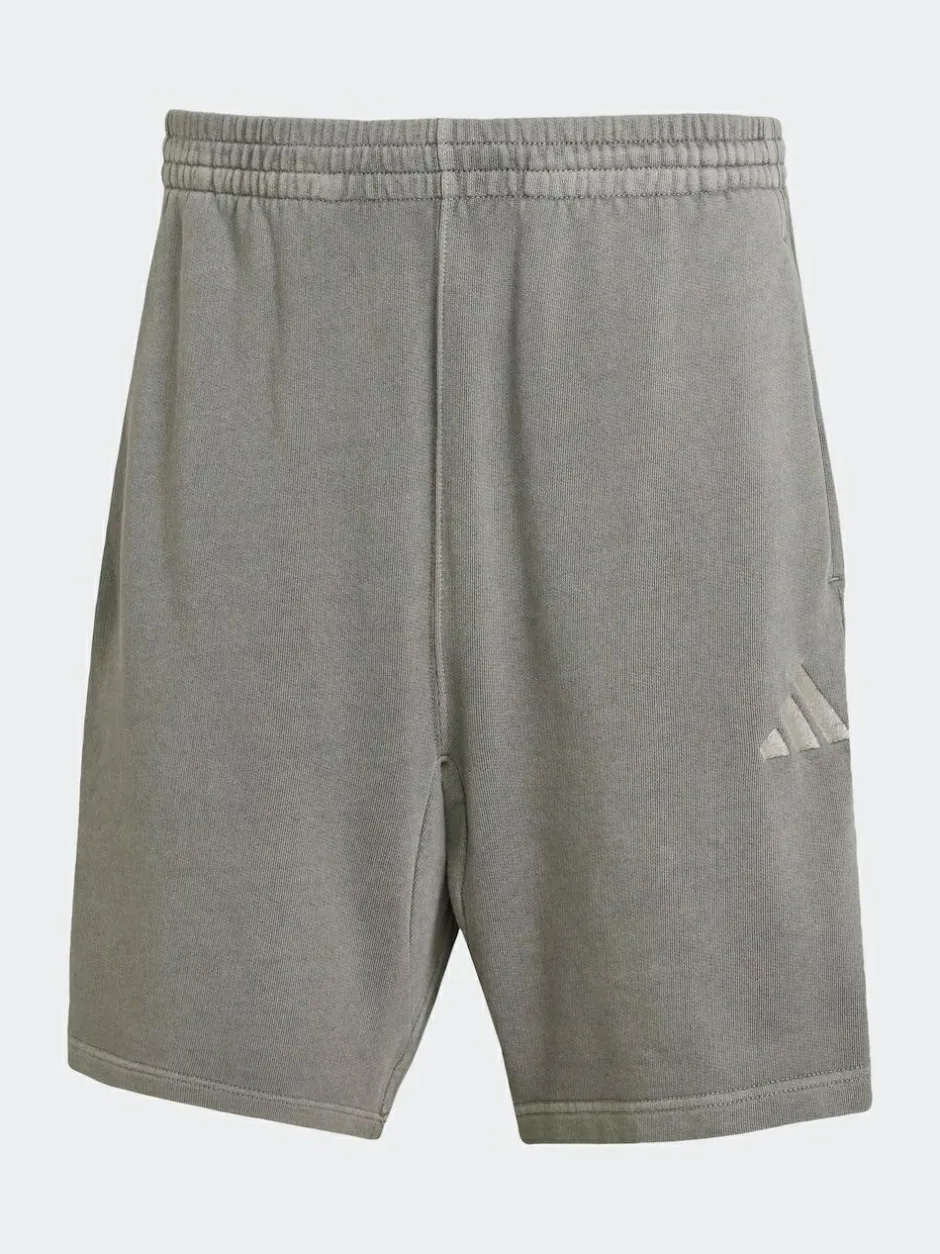 adidas All SZN French Terry Washed 100% Cotton 8 Inch Shorts Grey Clearance