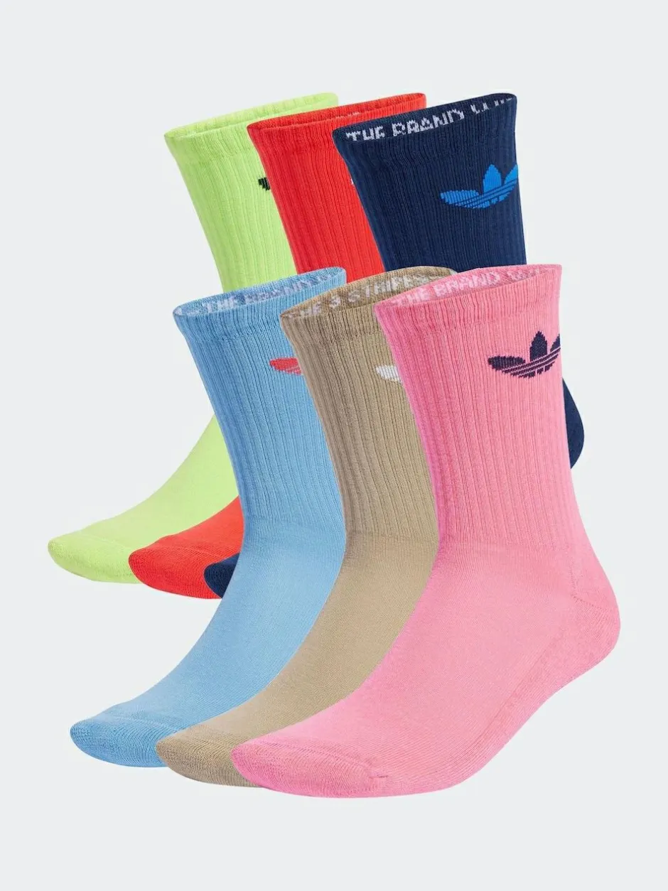 adidas Originals Blue Trefoil Crew Socks 6 Pack Hot