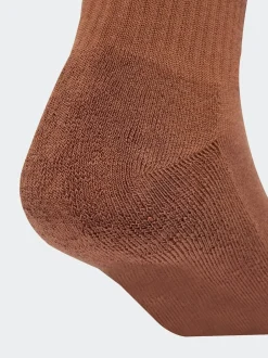 adidas Originals Brown Light Trefoil Crew Socks 6 Pack Clearance