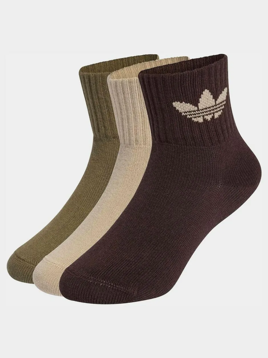 adidas originals 3 Pack Ankle Socks Dark Brown Best