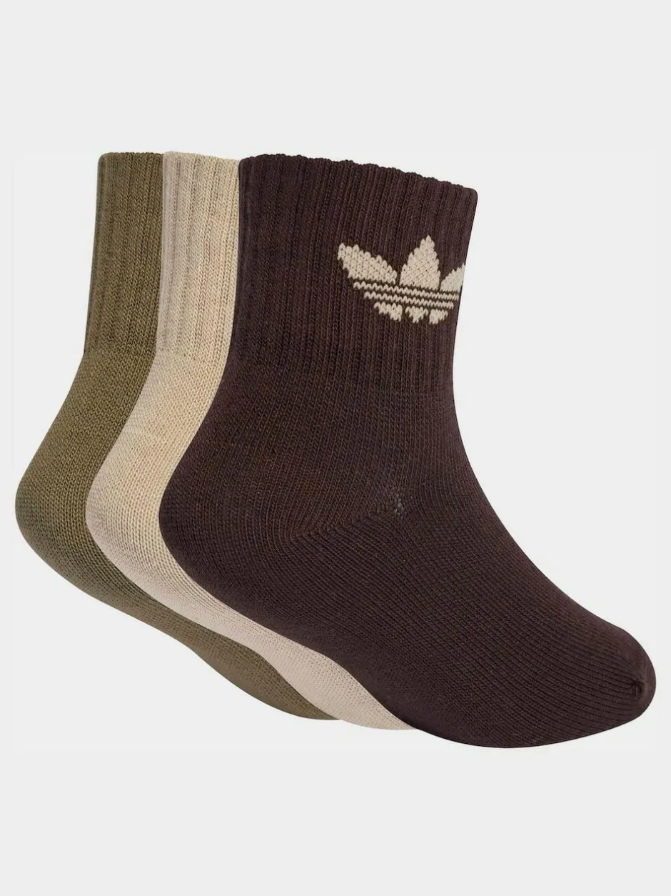 adidas originals 3 Pack Ankle Socks Dark Brown Best