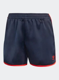 adidas originals Navy/Red 3 Stripe Satin Sprinter Shorts Clearance