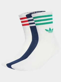 adidas originals Off White Crew 3-Stripes Crew Socks 3 Pairs New