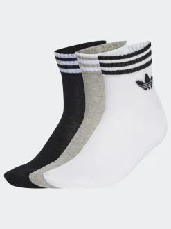 adidas originals Ankle 3-Stripes Crew Socks 3 Pairs White Chrome Hot